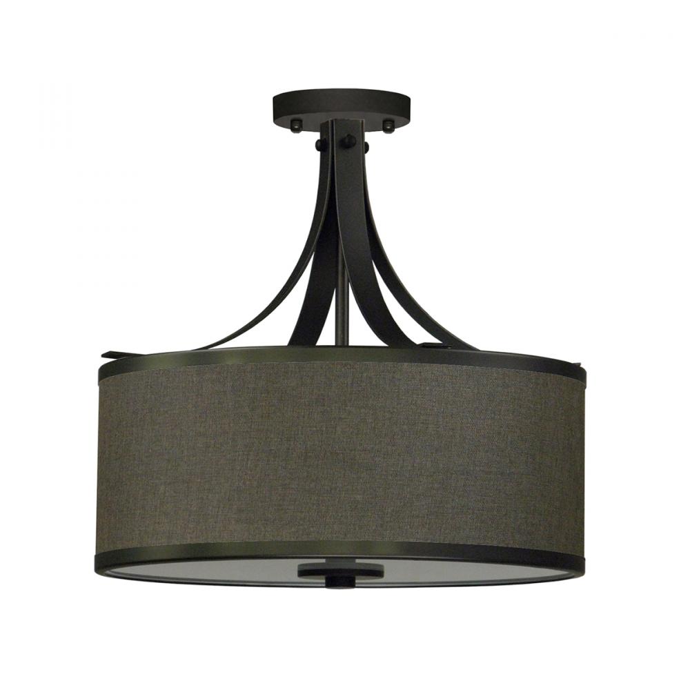 3 Light Semi Flush Drum Shade