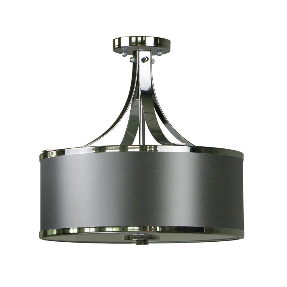 3 Light Semi Flush Drum Shade